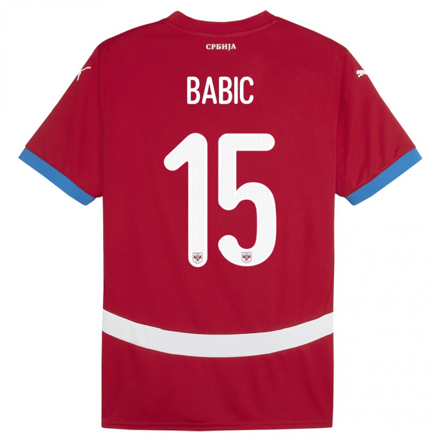 Niño Fútbol Camiseta Serbia Srdjan Babic #15 Rojo 1ª Equipación 24-26 Perú