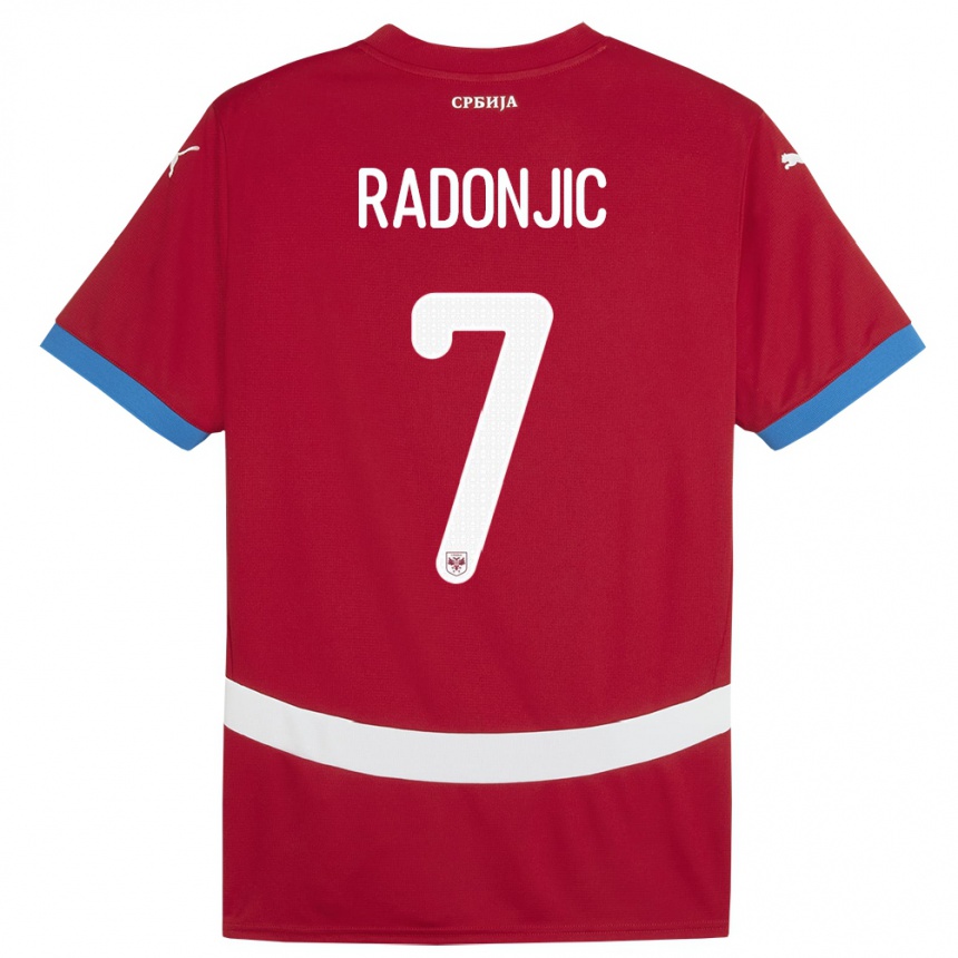 Niño Fútbol Camiseta Serbia Nemanja Radonjic #7 Rojo 1ª Equipación 24-26 Perú