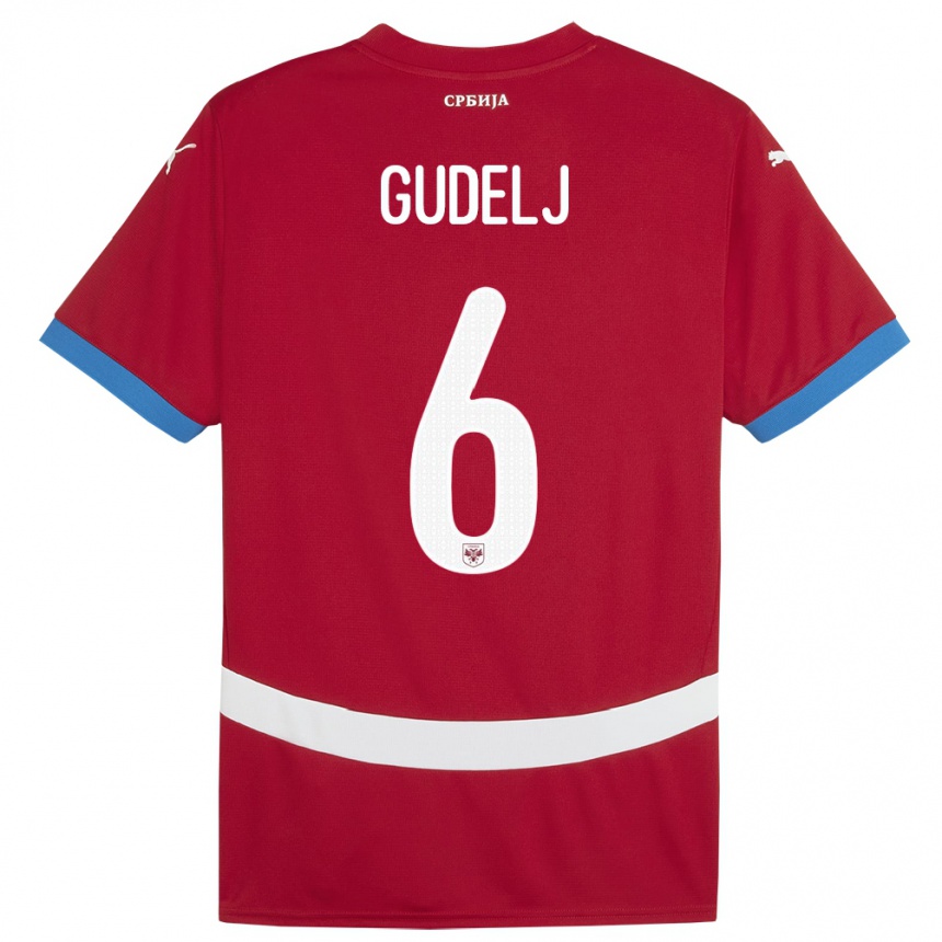 Niño Fútbol Camiseta Serbia Nemanja Gudelj #6 Rojo 1ª Equipación 24-26 Perú