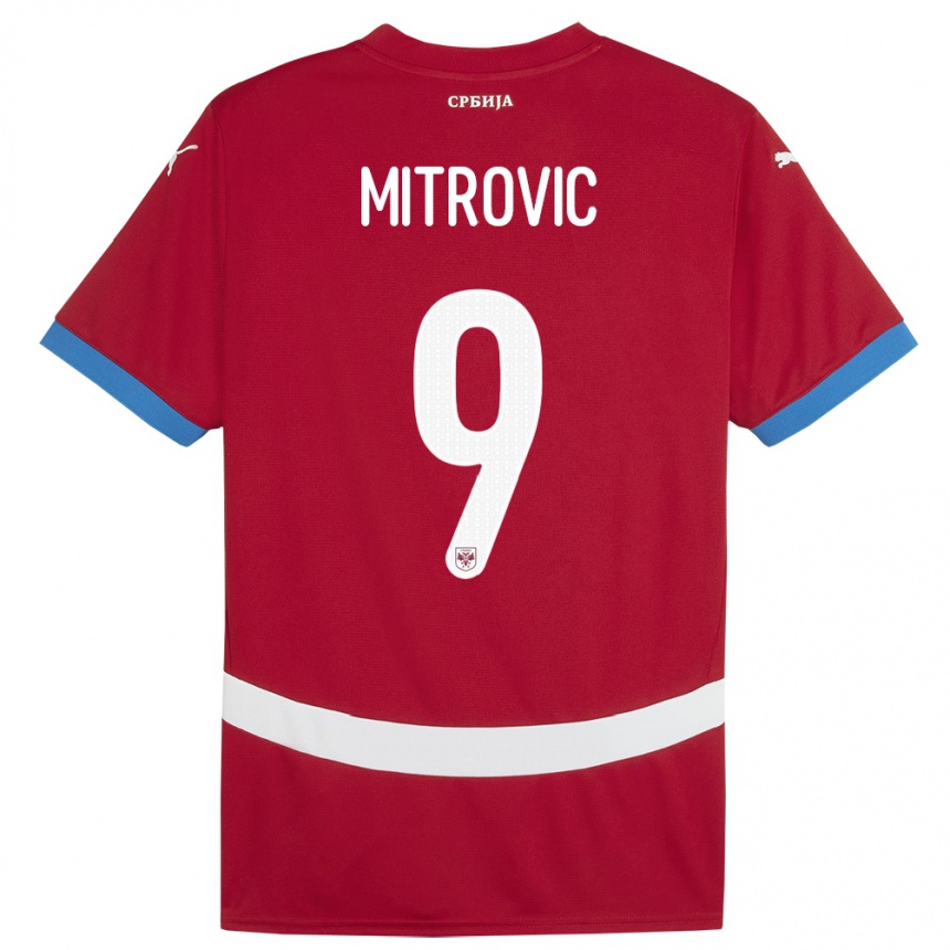 Niño Fútbol Camiseta Serbia Aleksandar Mitrovic #9 Rojo 1ª Equipación 24-26 Perú