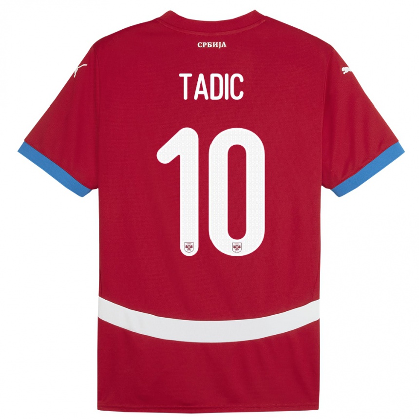 Niño Fútbol Camiseta Serbia Dusan Tadic #10 Rojo 1ª Equipación 24-26 Perú