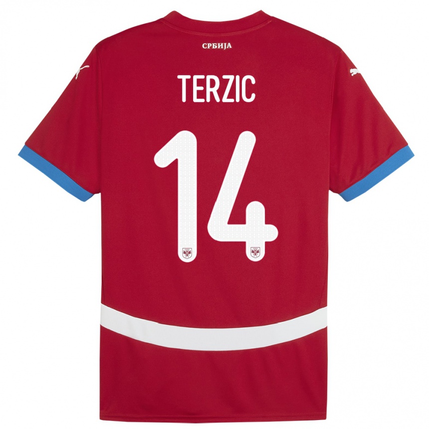 Niño Fútbol Camiseta Serbia Aleksa Terzic #14 Rojo 1ª Equipación 24-26 Perú