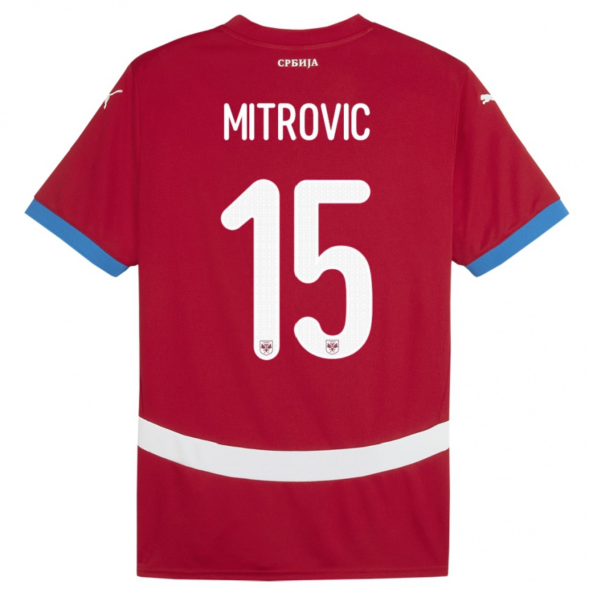 Niño Fútbol Camiseta Serbia Stefan Mitrovic #15 Rojo 1ª Equipación 24-26 Perú