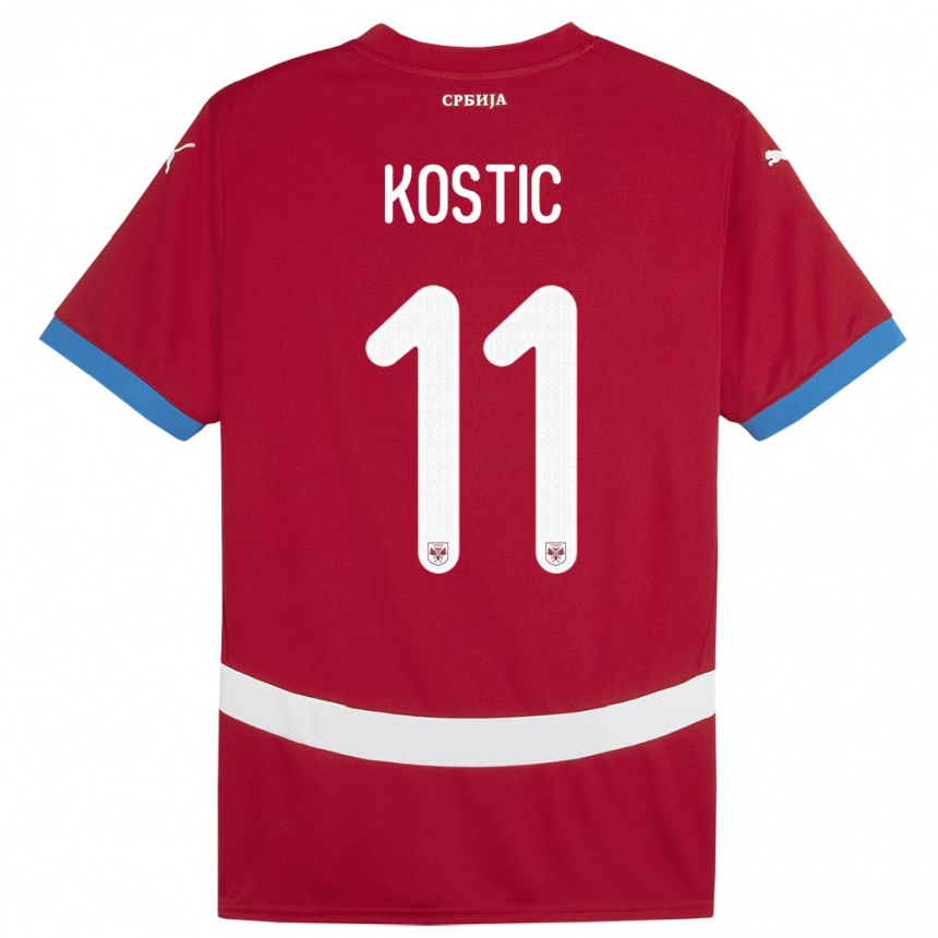 Niño Fútbol Camiseta Serbia Filip Kostic #11 Rojo 1ª Equipación 24-26 Perú