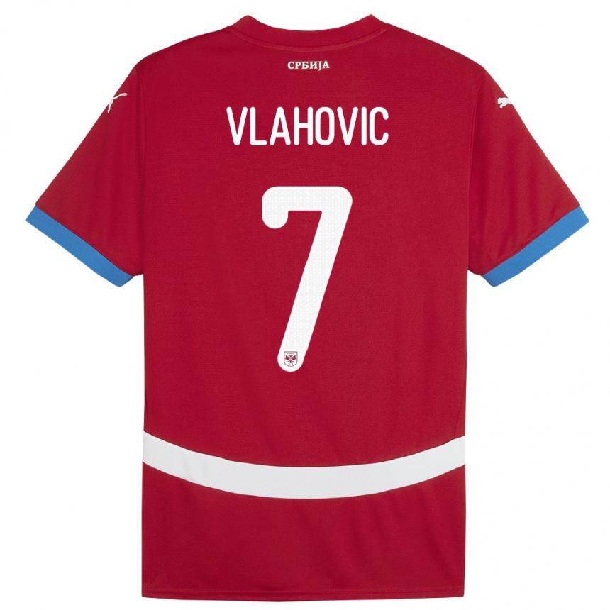 Niño Fútbol Camiseta Serbia Dusan Vlahovic #7 Rojo 1ª Equipación 24-26 Perú