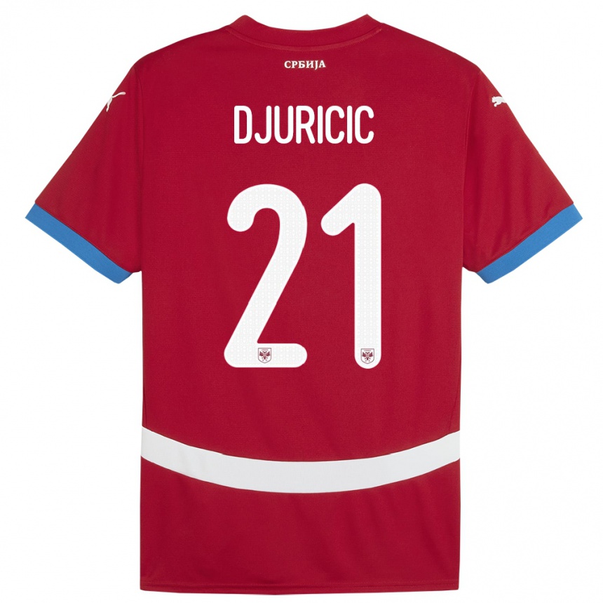 Niño Fútbol Camiseta Serbia Filip Djuricic #21 Rojo 1ª Equipación 24-26 Perú