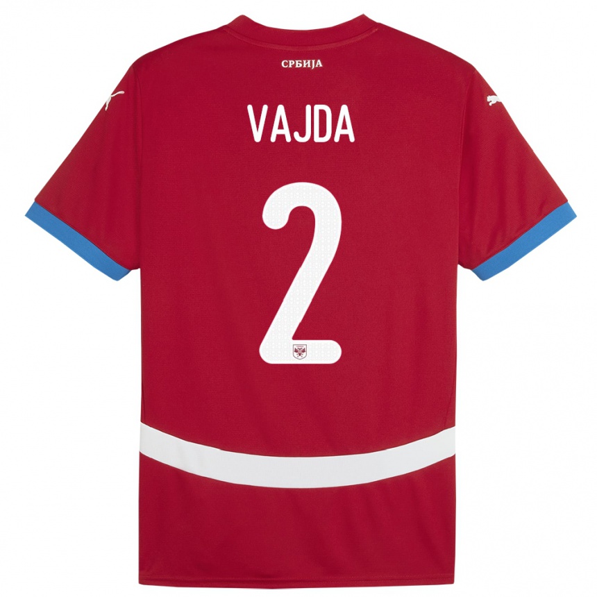 Niño Fútbol Camiseta Serbia Orsoja Vajda #2 Rojo 1ª Equipación 24-26 Perú