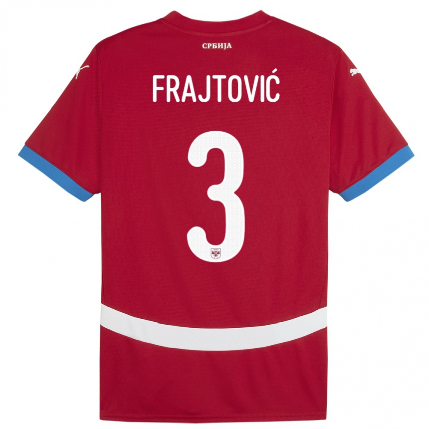 Niño Fútbol Camiseta Serbia Andela Frajtovic #3 Rojo 1ª Equipación 24-26 Perú