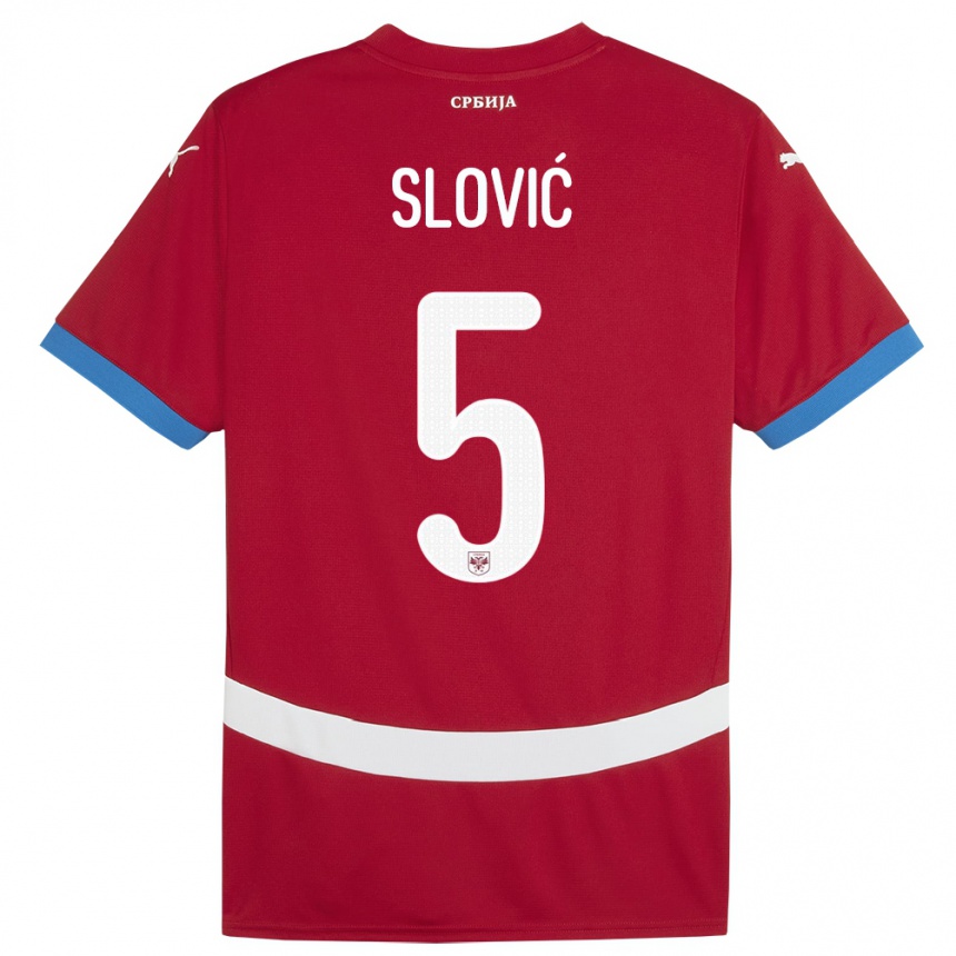 Niño Fútbol Camiseta Serbia Violeta Slovic #5 Rojo 1ª Equipación 24-26 Perú