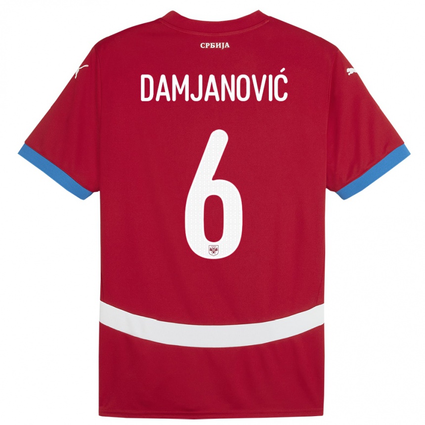 Niño Fútbol Camiseta Serbia Nevena Damjanovic #6 Rojo 1ª Equipación 24-26 Perú