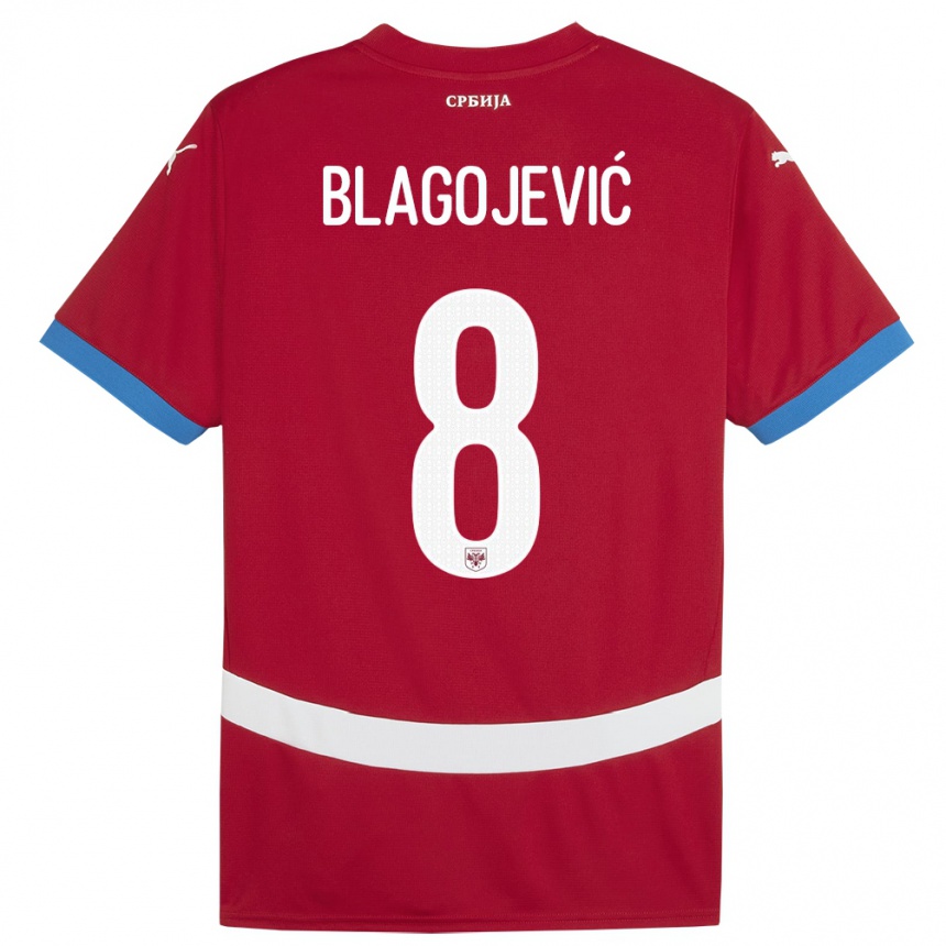 Niño Fútbol Camiseta Serbia Dina Blagojevic #8 Rojo 1ª Equipación 24-26 Perú