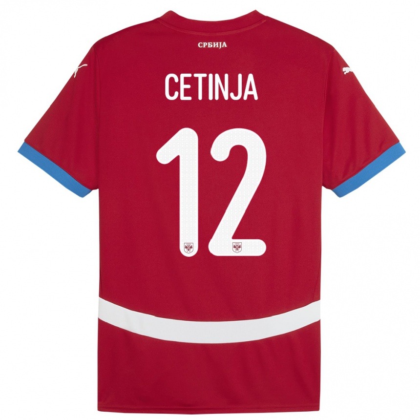 Niño Fútbol Camiseta Serbia Sara Cetinja #12 Rojo 1ª Equipación 24-26 Perú