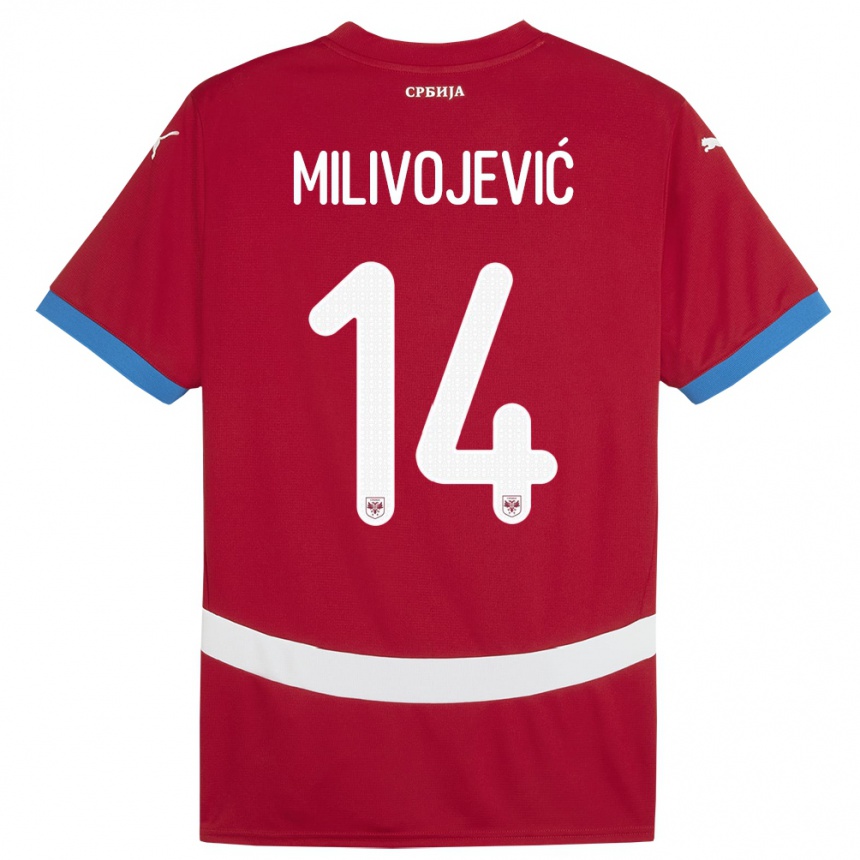 Niño Fútbol Camiseta Serbia Vesna Milivojevic #14 Rojo 1ª Equipación 24-26 Perú