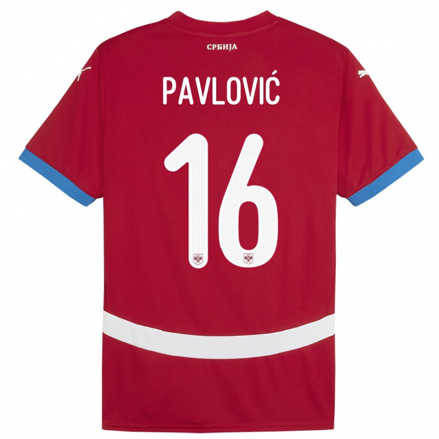 Niño Fútbol Camiseta Serbia Sara Pavlovic #16 Rojo 1ª Equipación 24-26 Perú