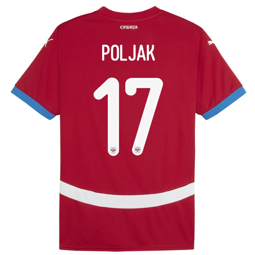 Niño Fútbol Camiseta Serbia Allegra Poljak #17 Rojo 1ª Equipación 24-26 Perú