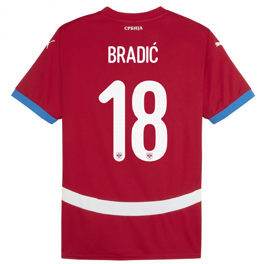 Niño Fútbol Camiseta Serbia Biljana Bradic #18 Rojo 1ª Equipación 24-26 Perú