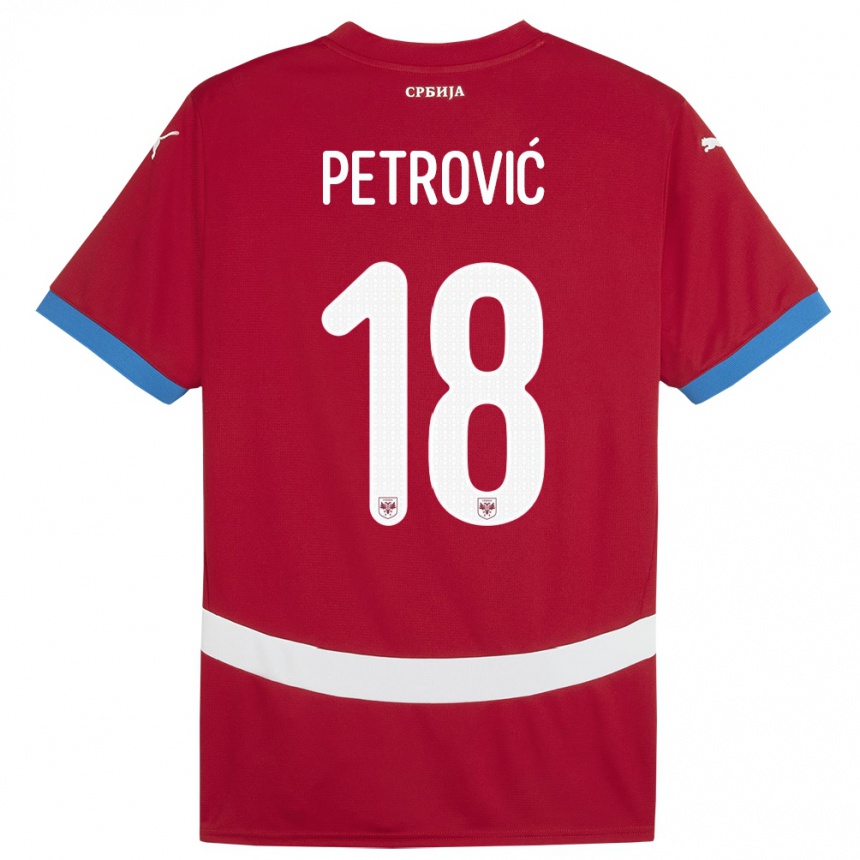 Niño Fútbol Camiseta Serbia Emilija Petrovic #18 Rojo 1ª Equipación 24-26 Perú