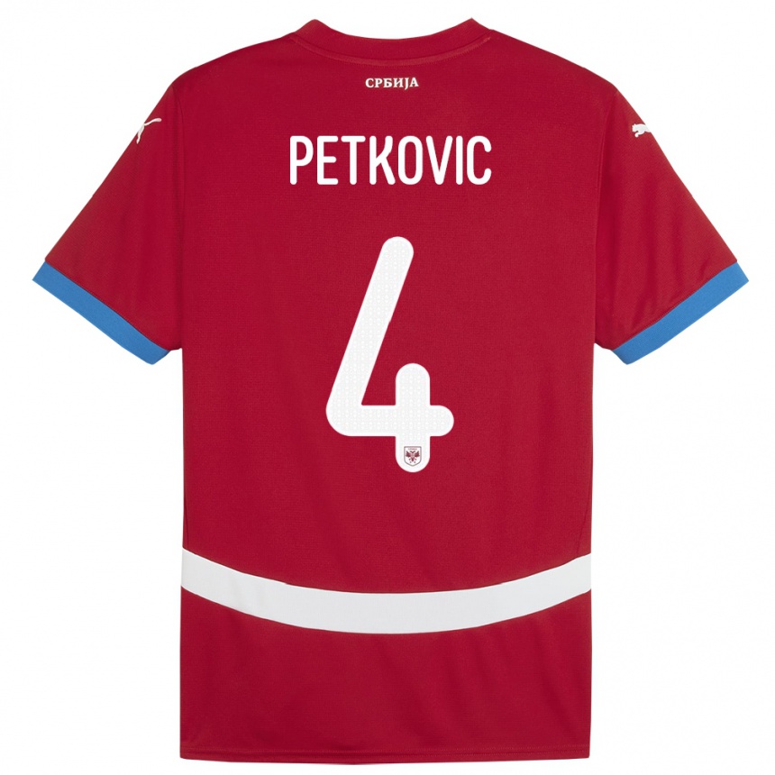 Niño Fútbol Camiseta Serbia Nikola Petkovic #4 Rojo 1ª Equipación 24-26 Perú