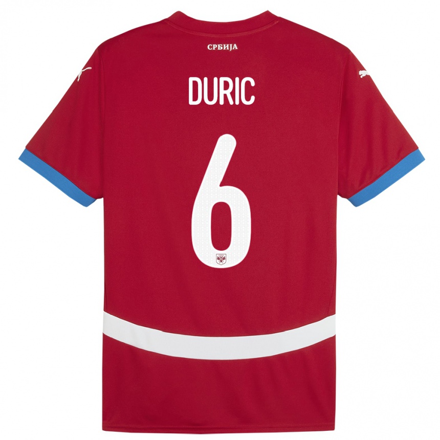 Niño Fútbol Camiseta Serbia Andrej Duric #6 Rojo 1ª Equipación 24-26 Perú