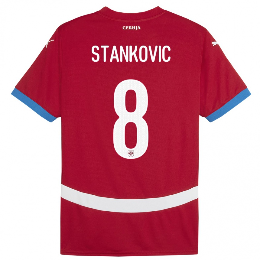 Niño Fútbol Camiseta Serbia Nikola Stankovic #8 Rojo 1ª Equipación 24-26 Perú