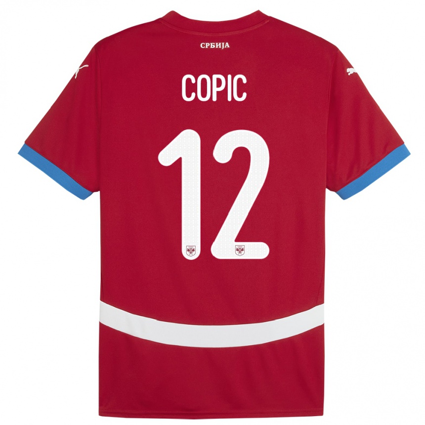 Niño Fútbol Camiseta Serbia Marko Copic #12 Rojo 1ª Equipación 24-26 Perú