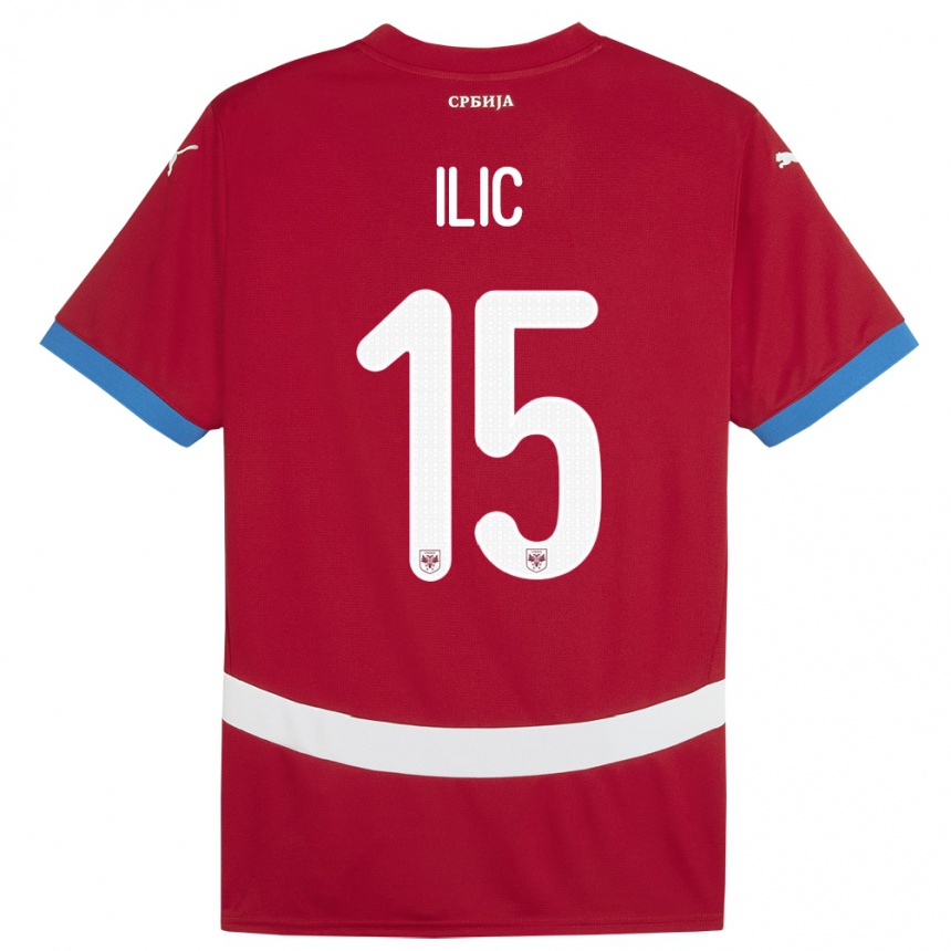 Niño Fútbol Camiseta Serbia Mihajlo Ilic #15 Rojo 1ª Equipación 24-26 Perú