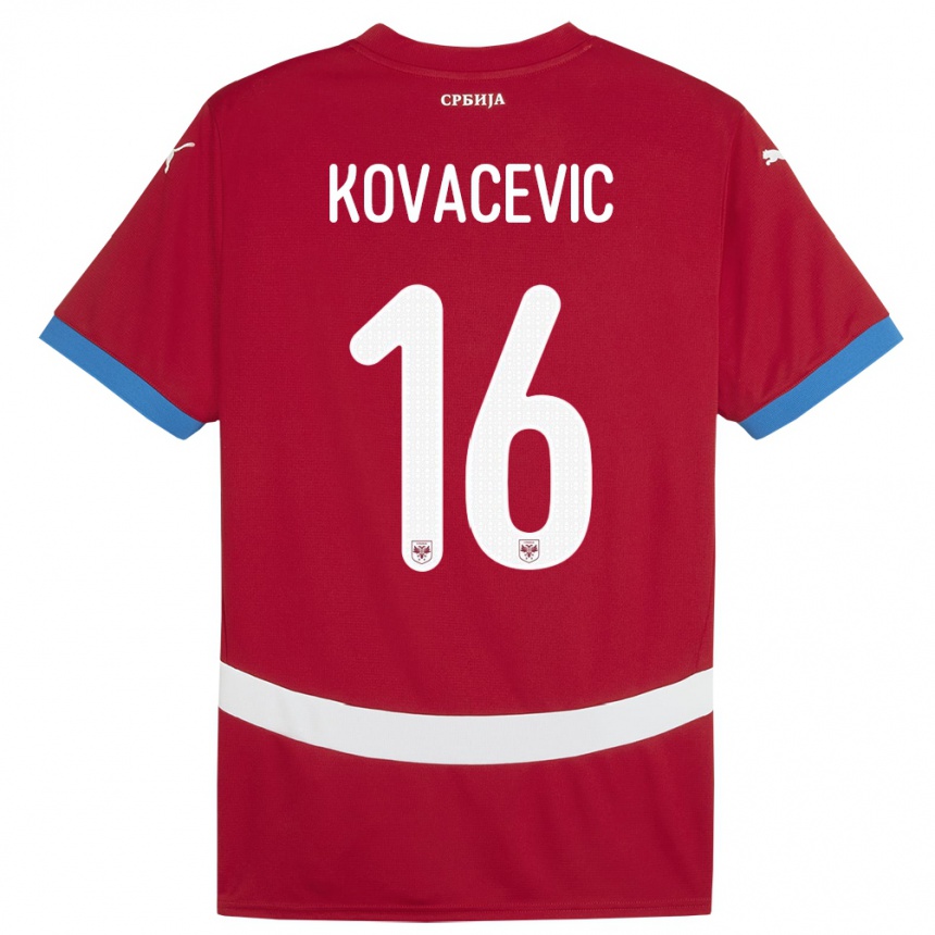 Niño Fútbol Camiseta Serbia Bojan Kovacevic #16 Rojo 1ª Equipación 24-26 Perú