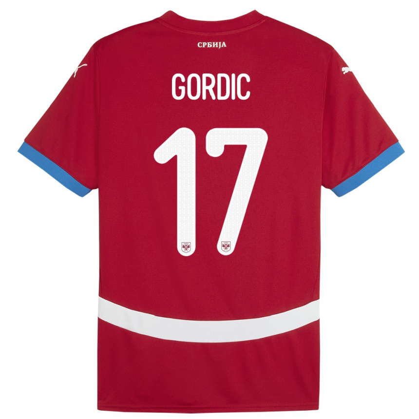 Niño Fútbol Camiseta Serbia Djordje Gordic #17 Rojo 1ª Equipación 24-26 Perú