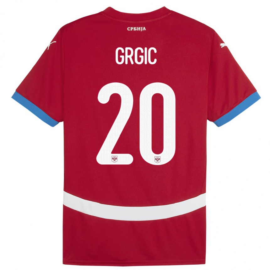 Niño Fútbol Camiseta Serbia Dario Grgic #20 Rojo 1ª Equipación 24-26 Perú