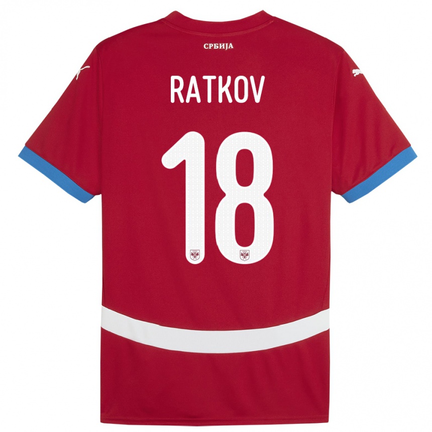 Niño Fútbol Camiseta Serbia Petar Ratkov #18 Rojo 1ª Equipación 24-26 Perú