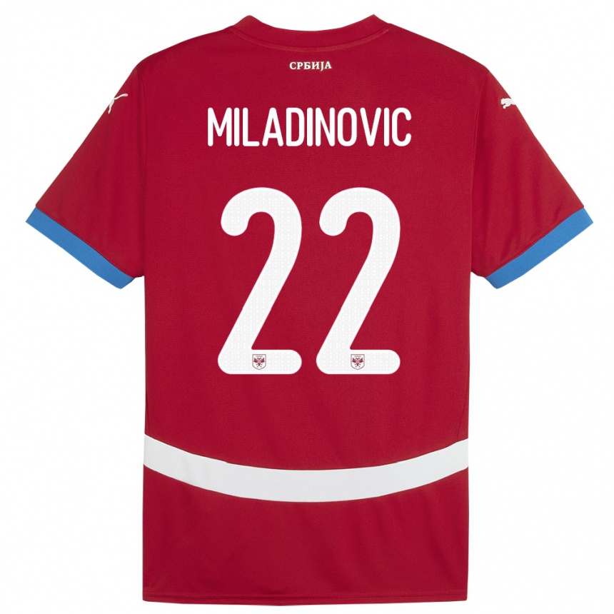 Niño Fútbol Camiseta Serbia Igor Miladinovic #22 Rojo 1ª Equipación 24-26 Perú