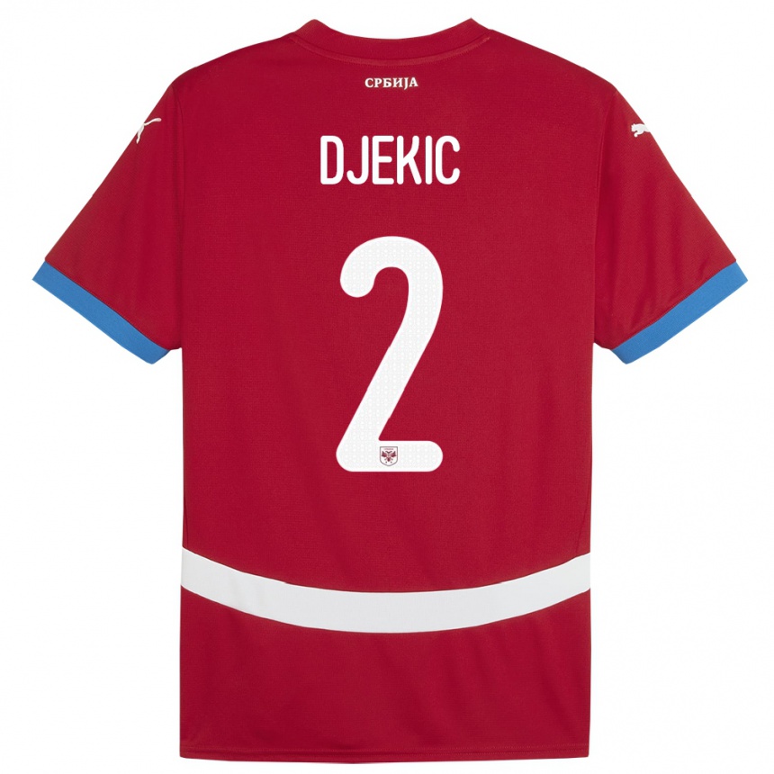 Niño Fútbol Camiseta Serbia Djuro Giulio Djekic #2 Rojo 1ª Equipación 24-26 Perú