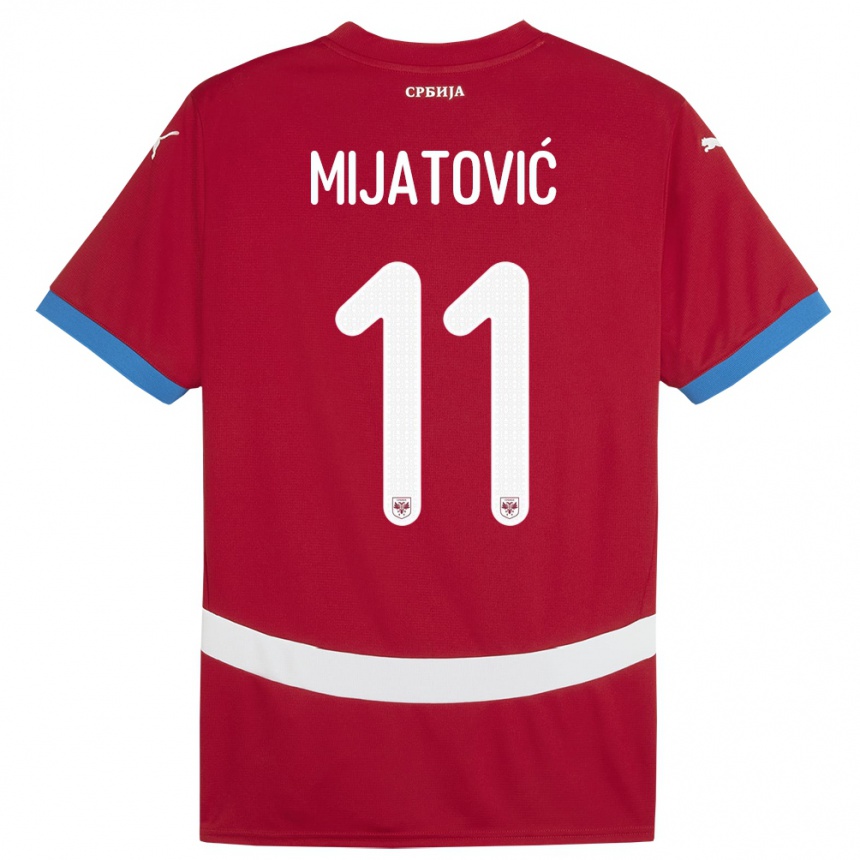 Niño Fútbol Camiseta Serbia Jovan Mijatovic #11 Rojo 1ª Equipación 24-26 Perú