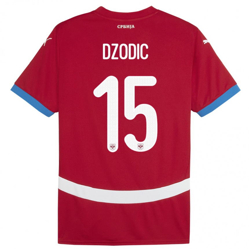 Niño Fútbol Camiseta Serbia Stefan Dzodic #15 Rojo 1ª Equipación 24-26 Perú