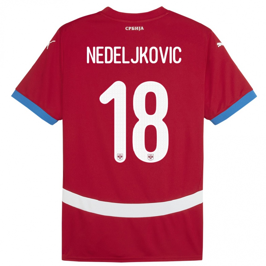 Niño Fútbol Camiseta Serbia Kosta Nedeljkovic #18 Rojo 1ª Equipación 24-26 Perú