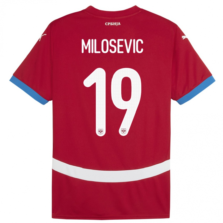 Niño Fútbol Camiseta Serbia Jovan Milosevic #19 Rojo 1ª Equipación 24-26 Perú