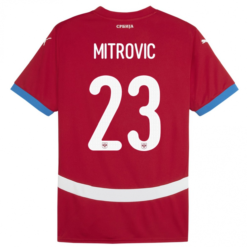 Niño Fútbol Camiseta Serbia Vuk Mitrovic #23 Rojo 1ª Equipación 24-26 Perú