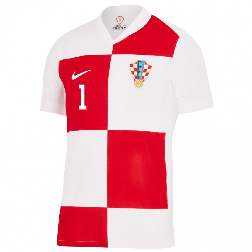 Niño Fútbol Camiseta Croacia Dominik Kotarski #1 Blanco Rojo 1ª Equipación 24-26 Perú