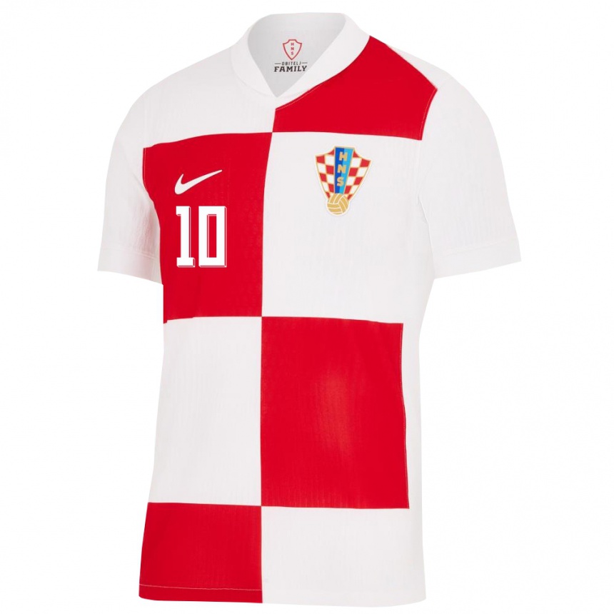 Niño Fútbol Camiseta Croacia Luka Modric #10 Blanco Rojo 1ª Equipación 24-26 Perú