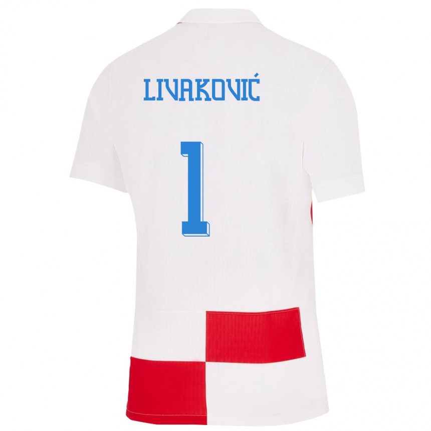 Niño Fútbol Camiseta Croacia Dominik Livakovic #1 Blanco Rojo 1ª Equipación 24-26 Perú