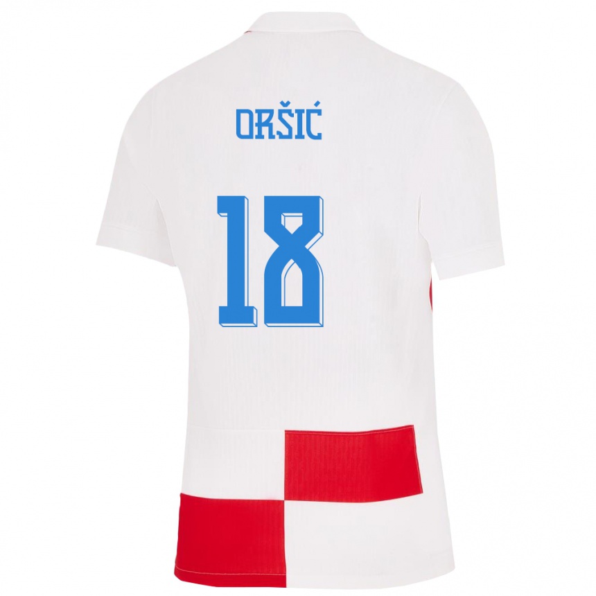 Niño Fútbol Camiseta Croacia Mislav Orsic #18 Blanco Rojo 1ª Equipación 24-26 Perú