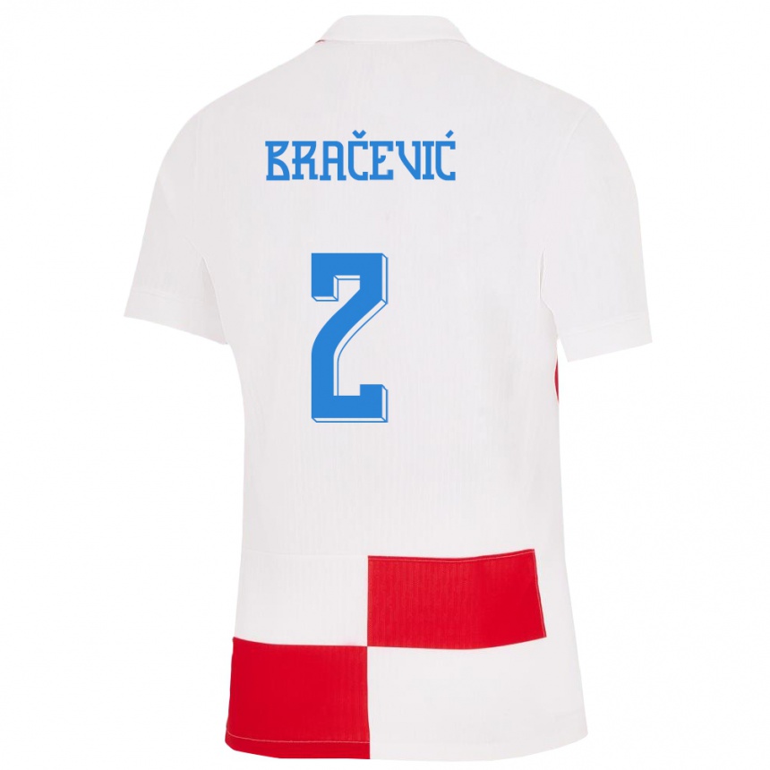 Niño Fútbol Camiseta Croacia Petra Bracevic #2 Blanco Rojo 1ª Equipación 24-26 Perú