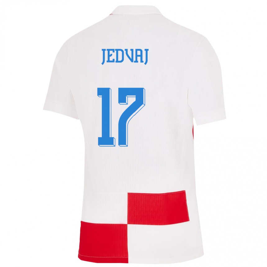 Niño Fútbol Camiseta Croacia Karla Jedvaj #17 Blanco Rojo 1ª Equipación 24-26 Perú