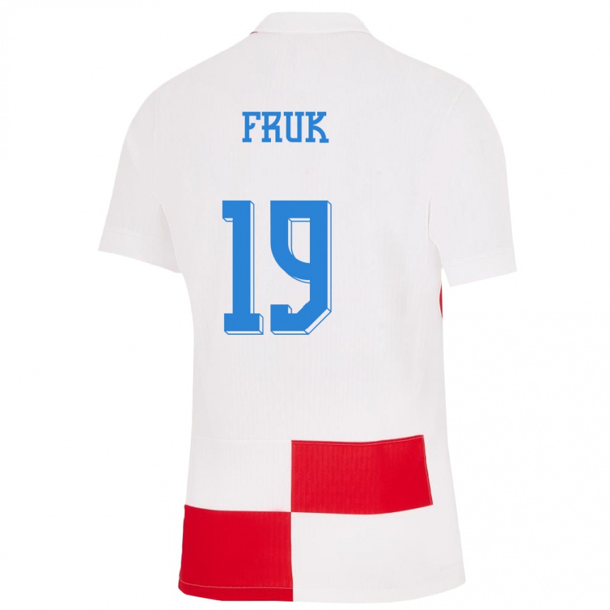 Niño Fútbol Camiseta Croacia Toni Fruk #19 Blanco Rojo 1ª Equipación 24-26 Perú