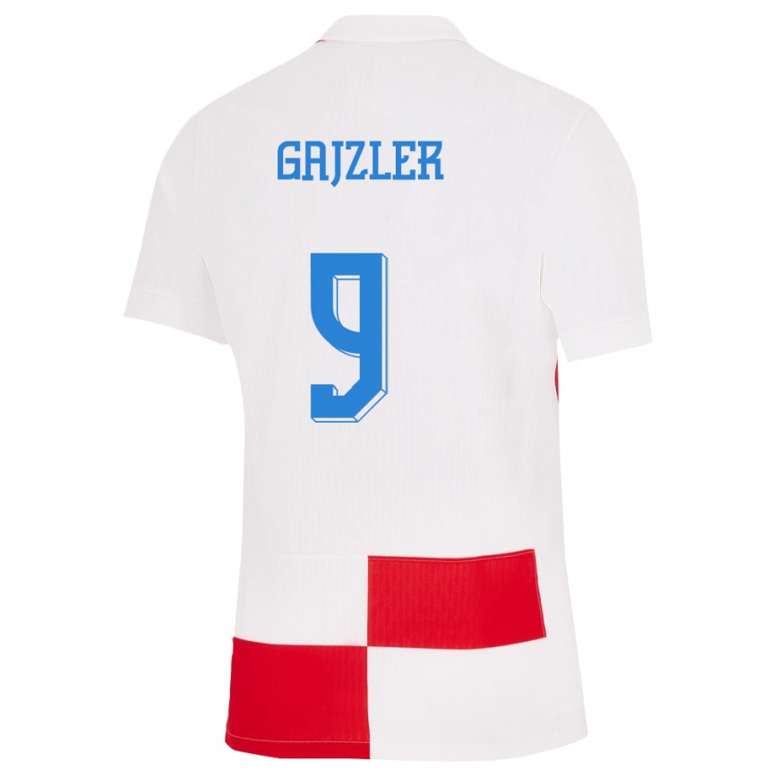 Niño Fútbol Camiseta Croacia Niko Gajzler #9 Blanco Rojo 1ª Equipación 24-26 Perú