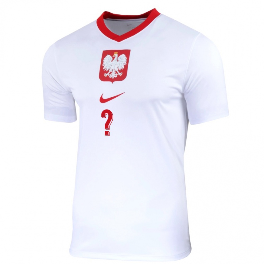 Niño Fútbol Camiseta Polonia Su Nombre #0 Blanco 1ª Equipación 24-26 Perú