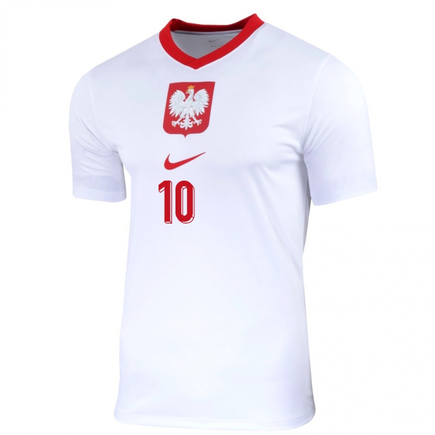 Niño Fútbol Camiseta Polonia Joanna Wroblewska #10 Blanco 1ª Equipación 24-26 Perú