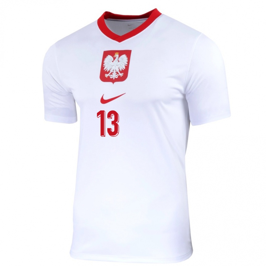 Niño Fútbol Camiseta Polonia Katarzyna Konat #13 Blanco 1ª Equipación 24-26 Perú