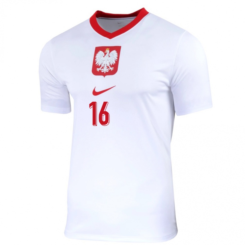 Niño Fútbol Camiseta Polonia Klaudia Jedlinska #16 Blanco 1ª Equipación 24-26 Perú