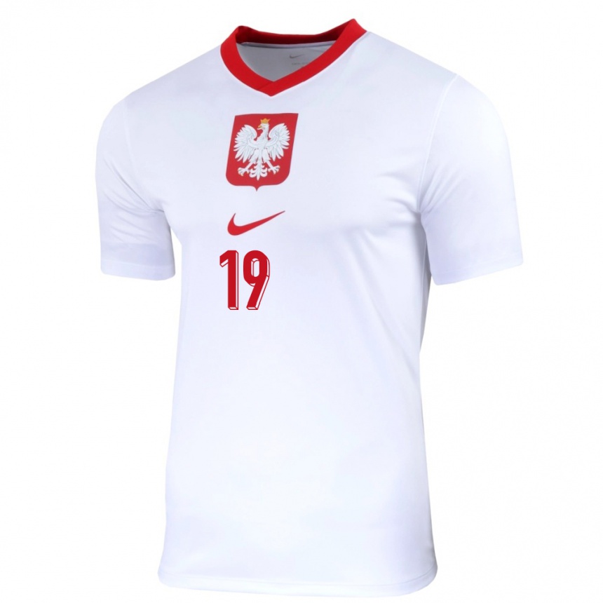 Niño Fútbol Camiseta Polonia Przemyslaw Frankowski #19 Blanco 1ª Equipación 24-26 Perú